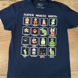 Nintendo Blue Super Mario Bros Pixel Art Tee